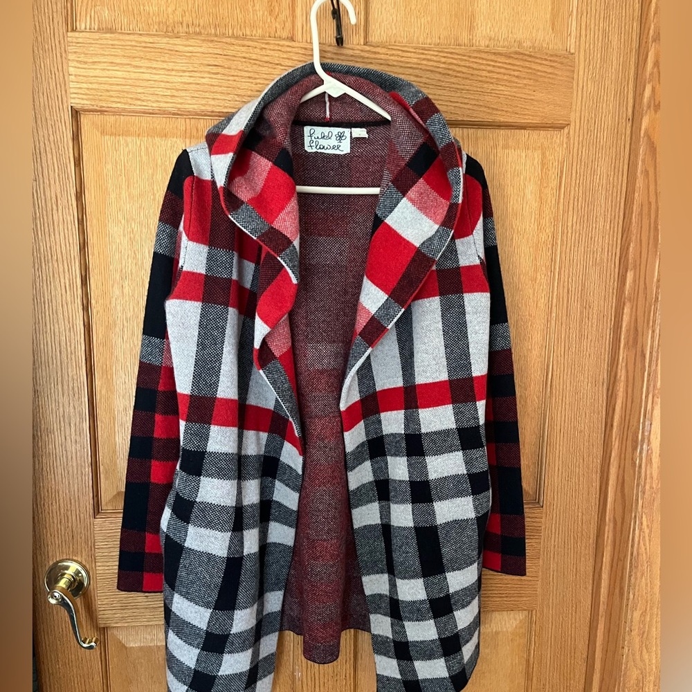 Anthropologie Field flower plaid Wool jacket